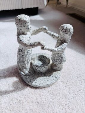 Speckled Gray Stone Family Sculpture - Home Art